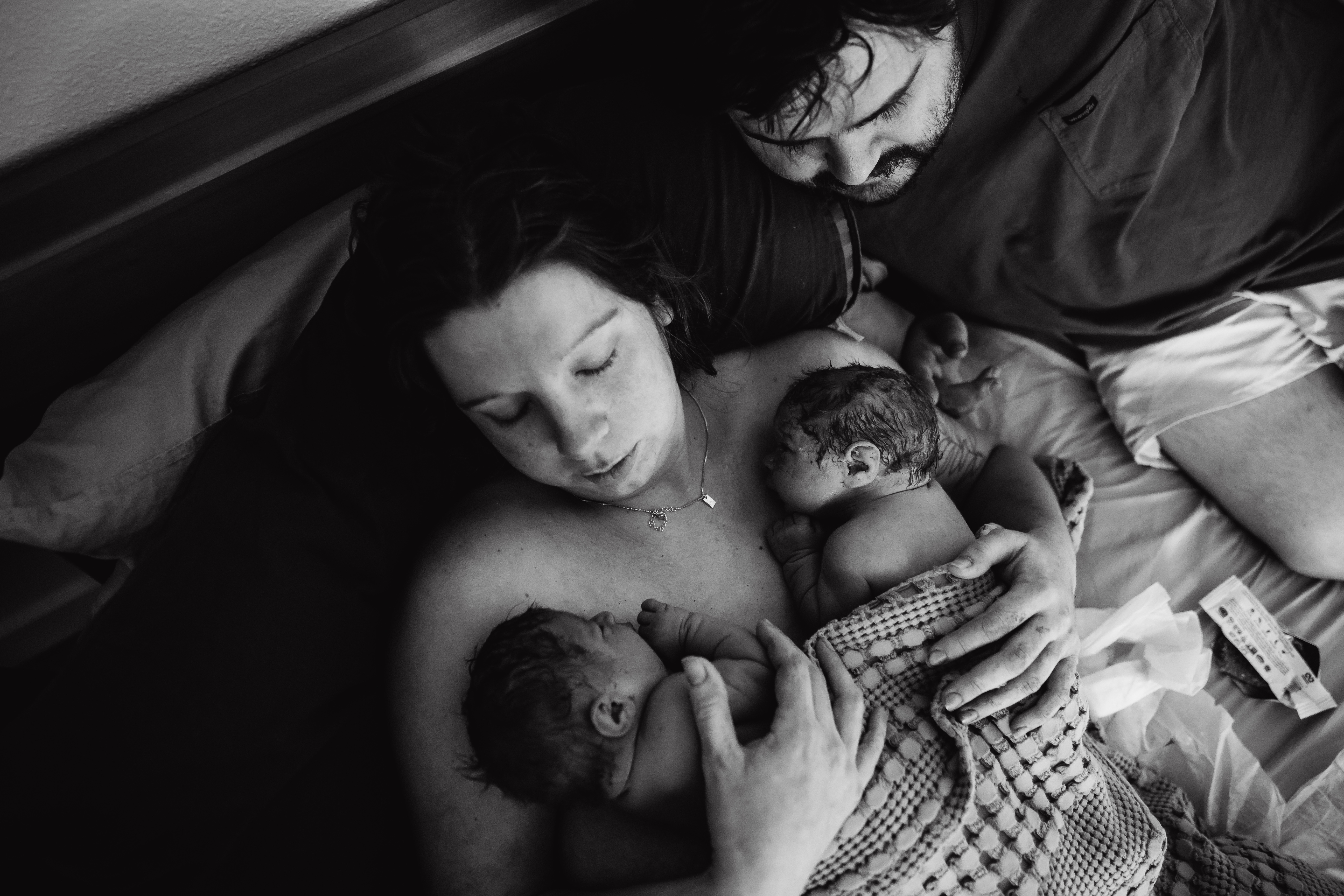 Victoria with newborn twins